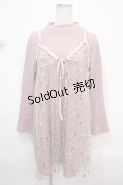 画像1: axes femme / チュール重ね着ニットワンピース  ピンク Y-25-04-15-122-AX-OP-SZ-ZY
