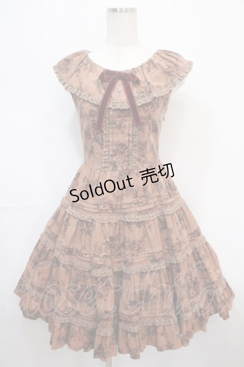 画像1: Victorian maiden / ローズフリルカラーワンピース  ブラウン Y-25-04-15-125-CL-OP-SZ-ZY (1)