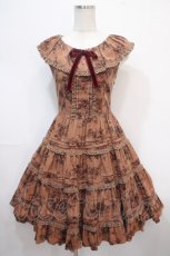 画像1: Victorian maiden / ローズフリルカラーワンピース  ブラウン Y-25-04-15-125-CL-OP-SZ-ZY (1)