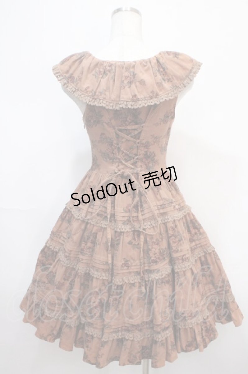 画像2: Victorian maiden / ローズフリルカラーワンピース  ブラウン Y-25-04-15-125-CL-OP-SZ-ZY (2)