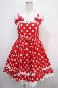画像1: Angelic Pretty / ポルカドットジャンパースカート  赤 Y-25-04-15-138-AP-OP-SZ-ZS