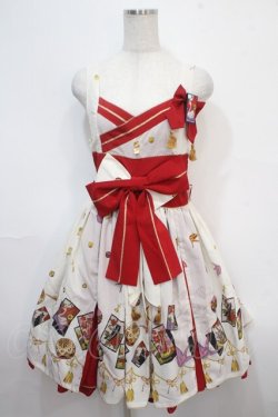 画像1: metamorphose / こい恋花かるたタックジャンパースカート  オフ白 Y-25-04-15-142-ME-OP-SZ-ZY