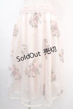 画像1: axes femme / ローズ刺繍チュールスカート M ピンク Y-25-04-15-160-AX-SK-SZ-ZI