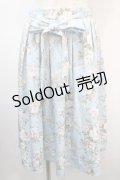 axes femme / ローズ柄フレアミディスカート  サックス Y-25-04-15-165-AX-SK-SZ-ZY