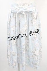axes femme / ローズ柄フレアミディスカート  サックス Y-25-04-15-165-AX-SK-SZ-ZY