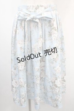 画像1: axes femme / ローズ柄フレアミディスカート  サックス Y-25-04-15-165-AX-SK-SZ-ZY