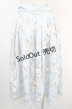 画像2: axes femme / ローズ柄フレアミディスカート  サックス Y-25-04-15-165-AX-SK-SZ-ZY