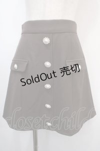 Ank Rouge / ビジューボタン台形ミニスカート M ブラウン Y-25-04-15-180-CA-SK-SZ-ZY