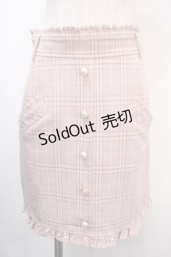 画像1: Ank Rouge / ベルト付きフリルポケットチェックスカート M ピンク Y-25-04-15-182-CA-SK-SZ-ZY