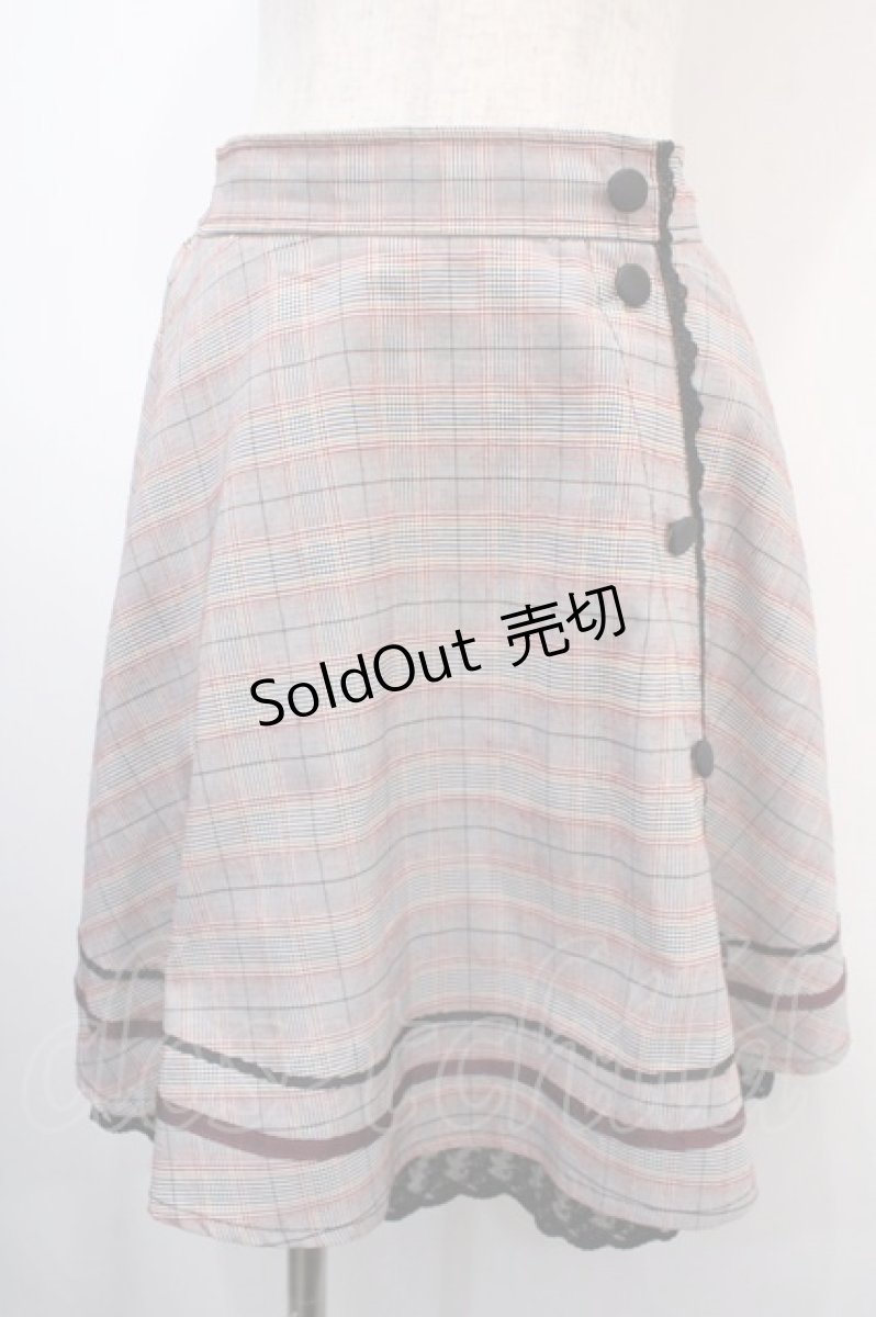 画像1: 【SALE】axes femme POETIQUE / 釦デザインチェックスカート M グレー Y-25-04-15-183-AX-SK-SZ-ZT139 (1)