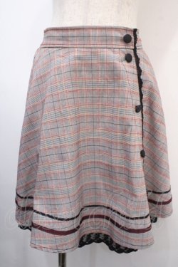 画像1: axes femme POETIQUE / 釦デザインチェックスカート M グレー Y-25-04-15-183-AX-SK-SZ-ZT139