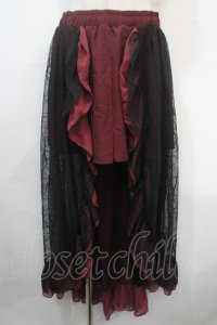 Qutie Frash / 蜘蛛の巣レースフィッシュテールスカート  黒×赤 Y-25-04-15-186-QU-SK-SZ-ZY
