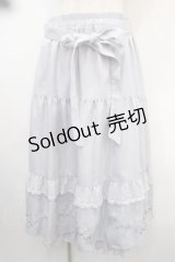 axes femme POETIQUE / フラワー刺繍ティアードスカート M サックス Y-25-04-15-189-AX-SK-SZ-ZY