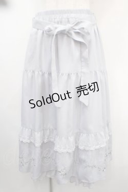 画像1: axes femme POETIQUE / フラワー刺繍ティアードスカート M サックス Y-25-04-15-189-AX-SK-SZ-ZY