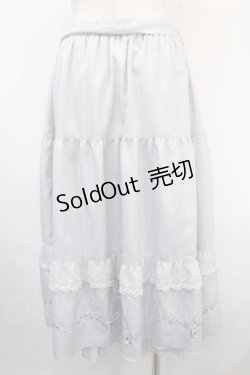画像2: axes femme POETIQUE / フラワー刺繍ティアードスカート M サックス Y-25-04-15-189-AX-SK-SZ-ZY