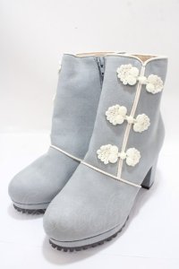 axes femme POETIQUE / チャイナ釦ブーツ S サックス Y-25-04-15-019-AX-SH-SZ-ZY