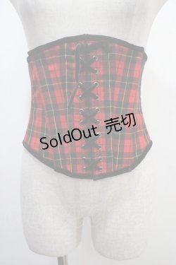 画像1: EXCENTRIQUE / /タータンチェックコルセット  赤 Y-25-04-15-023-EL-TO-AS-ZS