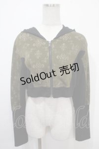 STEAM / オーナメントクロップドパーカー  グリーン×黒 Y-25-04-15-035-HN-TO-SZ-ZY