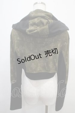 画像2: STEAM / オーナメントクロップドパーカー  グリーン×黒 Y-25-04-15-035-HN-TO-SZ-ZY