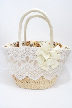 画像1: axes femme / レース×リボンかごバッグ   Y-25-04-17-073-AX-BG-SZ-ZY