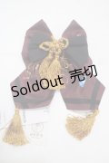 axes femme kawaii / 彼岸の白狐会柄リボンバレッタ  ワイン Y-25-04-17-082-AX-AC-SZ-ZY