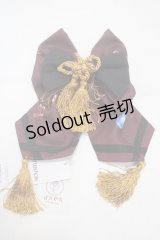 axes femme kawaii / 彼岸の白狐会柄リボンバレッタ  ワイン Y-25-04-17-082-AX-AC-SZ-ZY