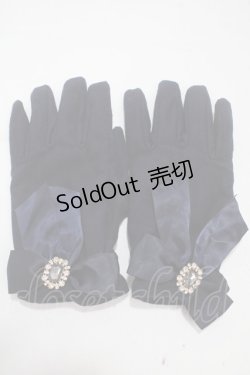 画像1: Maison de FLEUR / ビジューリボン付き手袋  紺 Y-25-04-17-094-LO-ZA-SZ-ZY