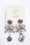 axes femme / 猫モチーフ×リボンイヤリング  シルバー Y-25-04-17-013-AX-AC-SZ-ZY