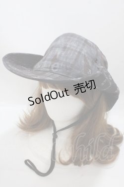 画像1: HN+nois / 英字プリントチェックハット  黒系 Y-25-04-17-099-HN-AC-SZ-ZY