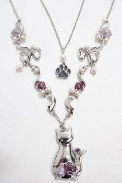 画像1: axes femme / 猫モチーフ×リボンネックレス  シルバー Y-25-04-17-014-AX-AC-SZ-ZY