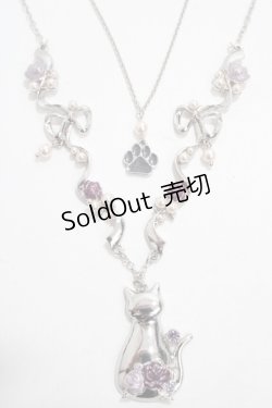 画像1: axes femme / 猫モチーフ×リボンネックレス  シルバー Y-25-04-17-014-AX-AC-SZ-ZY