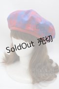 Candy Stripper / CHECK ハンチングベレー  赤×青 Y-25-04-17-105-PU-AC-SZ-ZY