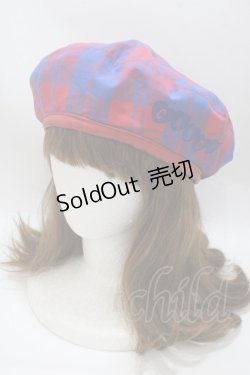 画像1: Candy Stripper / CHECK ハンチングベレー  赤×青 Y-25-04-17-105-PU-AC-SZ-ZY