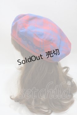 画像2: Candy Stripper / CHECK ハンチングベレー  赤×青 Y-25-04-17-105-PU-AC-SZ-ZY