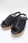 axes femme / コルクソールレースサンダル S 黒 Y-25-04-17-113-AX-SH-SZ-ZY