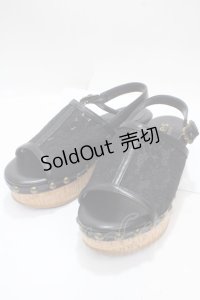 axes femme / コルクソールレースサンダル S 黒 Y-25-04-17-113-AX-SH-SZ-ZT-K022