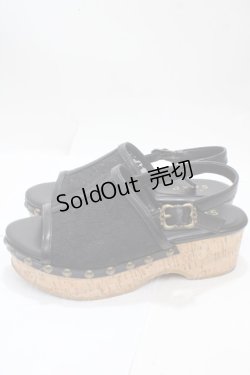 画像2: axes femme / コルクソールレースサンダル S 黒 Y-25-04-17-113-AX-SH-SZ-ZT-K022