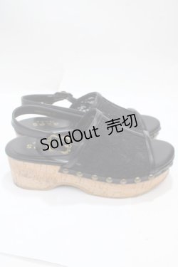 画像4: axes femme / コルクソールレースサンダル S 黒 Y-25-04-17-113-AX-SH-SZ-ZT-K022