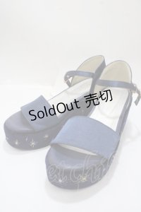 axes femme POETIQUE / SH星座刺繍サンダル L 紺 Y-25-04-17-117-AX-SH-SZ-ZY