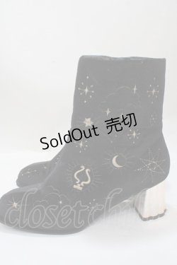 画像2: axes femme POETIQUE / 天体モチーフ刺繍ベロアブーツ  黒 Y-25-04-17-118-AX-SH-SZ-ZT-K005