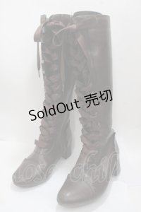 axes femme POETIQUE / レースアップロングブーツ L 茶 Y-25-04-17-125-AX-SH-SZ-ZY