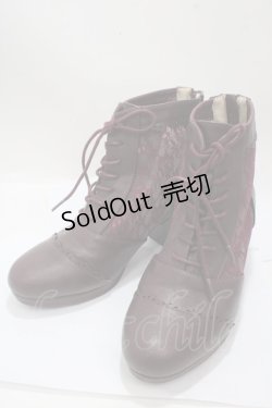 画像1: axes femme / チュールレースアップブーツ L ワイン Y-25-04-17-126-AX-SH-SZ-ZY