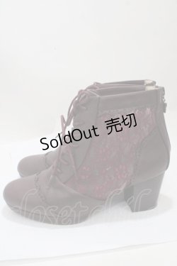 画像2: axes femme / チュールレースアップブーツ L ワイン Y-25-04-17-126-AX-SH-SZ-ZY