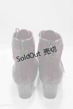 画像3: axes femme / チュールレースアップブーツ L ワイン Y-25-04-17-126-AX-SH-SZ-ZY