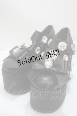 画像1: Ank Rouge / パールビジュー厚底シューズ M 黒 Y-25-04-17-127-CA-SH-SZ-ZY