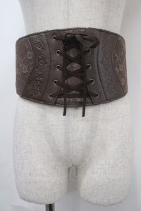 axes femme / レースアップコルセットベルト  茶 Y-25-04-17-025-AX-ZA-SZ-ZY