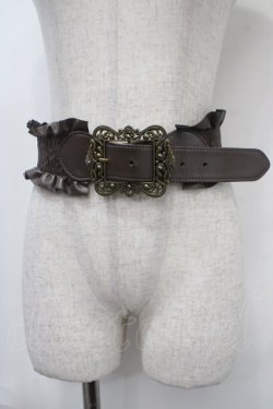 画像1: axes femme / クラシカルバックルゴムベルト  茶 Y-25-04-17-026-AX-ZA-SZ-ZY