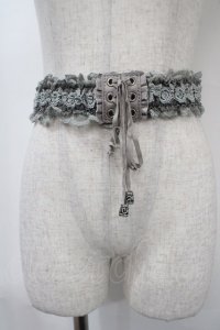 axes femme / レースアップゴムベルト  グレー Y-25-04-17-033-AX-ZA-SZ-ZY