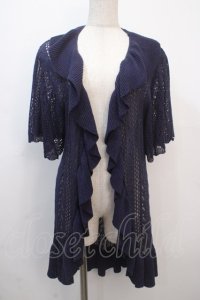 axes femme NOSTALGIE / 透かしラッフルカーディガン F 紺 Y-25-04-20-068-AX-TO-SZ-ZY