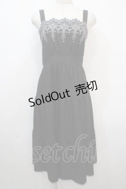 画像1: axes femme POETIQUE / スカラップ刺繍キャミワンピース M 黒 Y-25-04-20-074-AX-OP-SZ-ZY